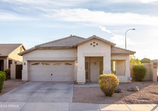 view of front of house with a garage