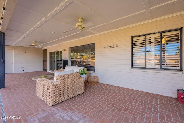 view of patio / terrace featuring outdoor lounge area and ceiling fan