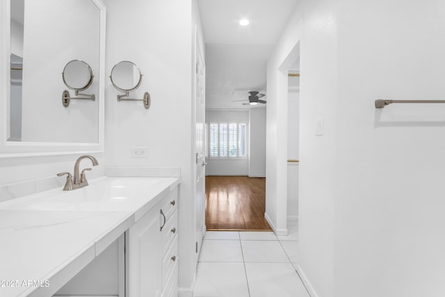 4200 N Miller Rd Unit 112, Scottsdale, AZ 85251 - bathroom featuring ceiling fan, tile patterned flooring, vanity, and baseboards