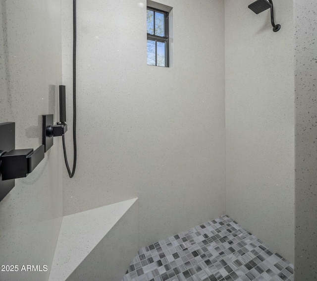 interior space with walk in shower