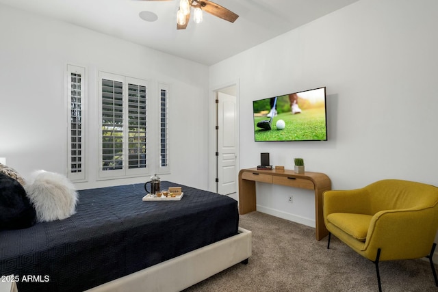 bedroom with carpet and ceiling fan