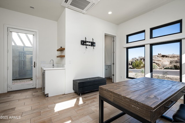 dining area featuring sink