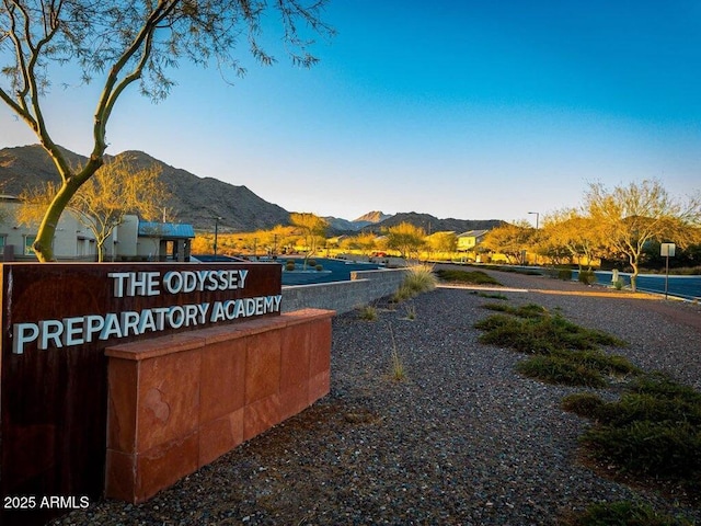 exterior space featuring a mountain view