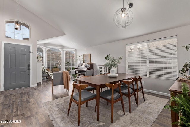 dining area featuring dark hardwood / wood-style floors