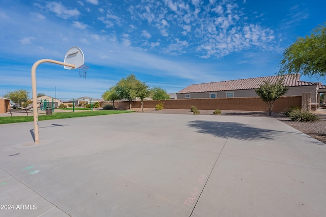 exterior space with basketball court