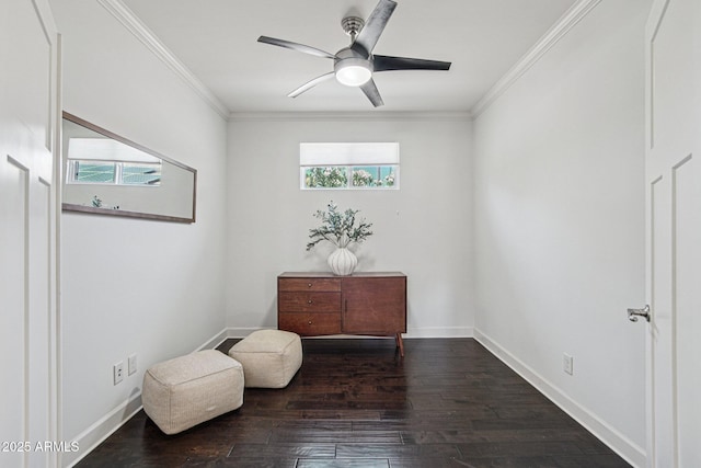 615 E Winter Dr, Phoenix, AZ 85020 - sitting room featuring healthy amount of natural light, wood-type flooring, ceiling fan, and ornamental molding