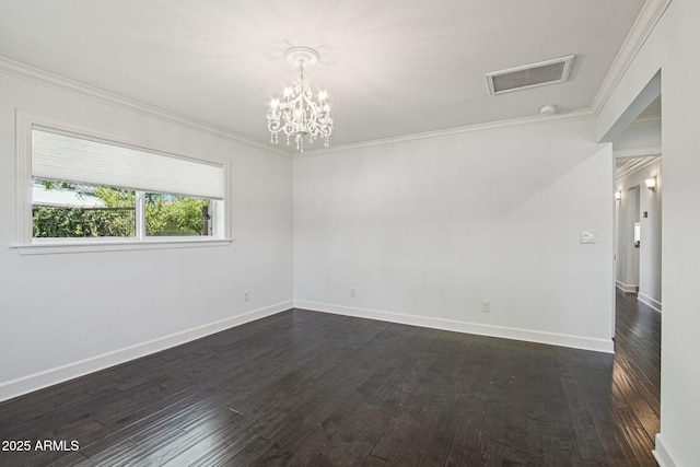 615 E Winter Dr, Phoenix, AZ 85020 - unfurnished room featuring a chandelier, dark wood finished floors, ornamental molding, and a smoke detector
