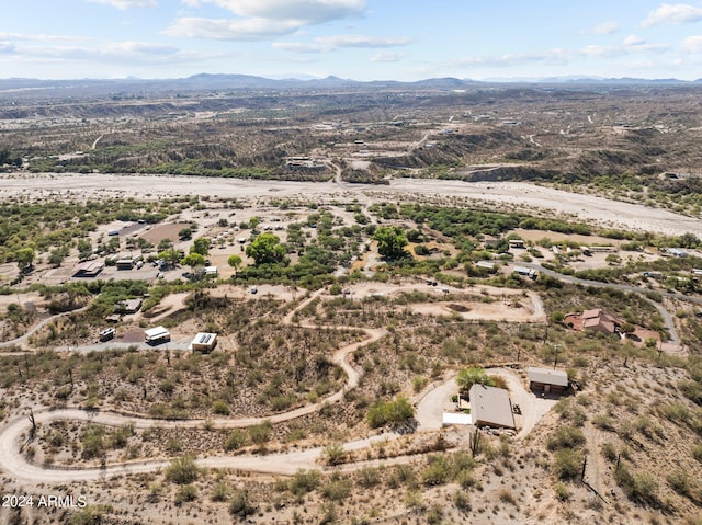 birds eye view of property with a mountain view