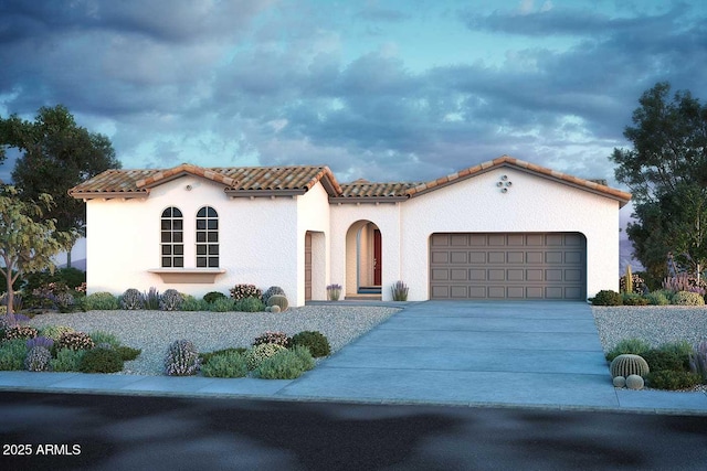 mediterranean / spanish-style home featuring a garage