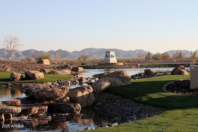 exterior space featuring a mountain view