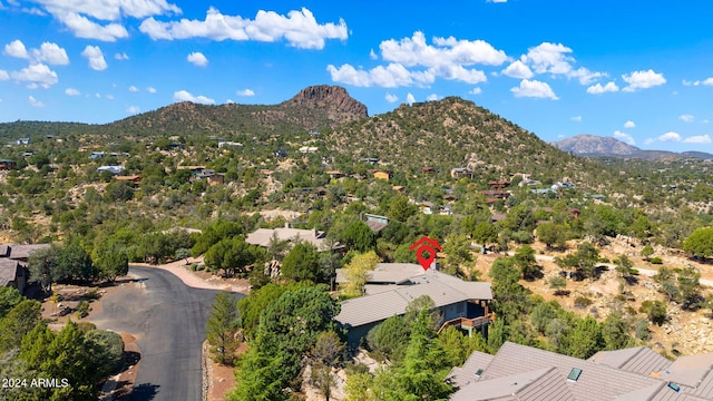 aerial view with a mountain view