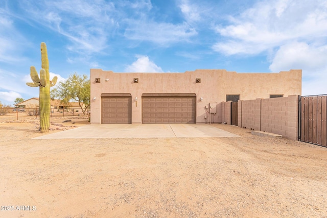 exterior space with a garage