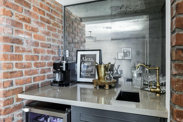 kitchen with wine cooler