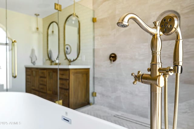 full bath with a soaking tub