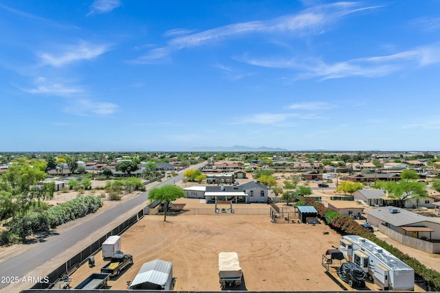 aerial view with a mountain view and a residential view