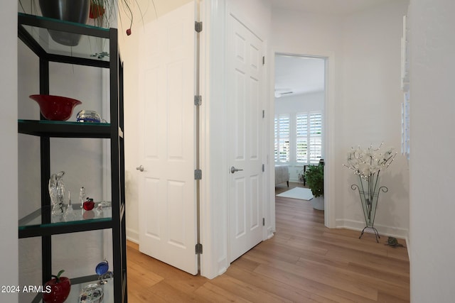 corridor featuring light hardwood / wood-style flooring