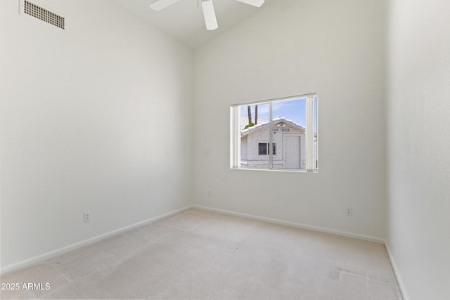 19010 N 35th Way, Phoenix, AZ 85050 - unfurnished room featuring light colored carpet, ceiling fan, baseboards, and vaulted ceiling