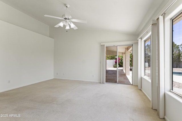 19010 N 35th Way, Phoenix, AZ 85050 - unfurnished room featuring light colored carpet, vaulted ceiling, a ceiling fan, and baseboards