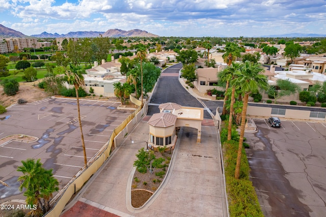 bird's eye view with a mountain view