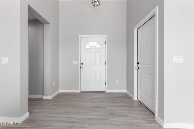 entrance foyer featuring light wood-type flooring