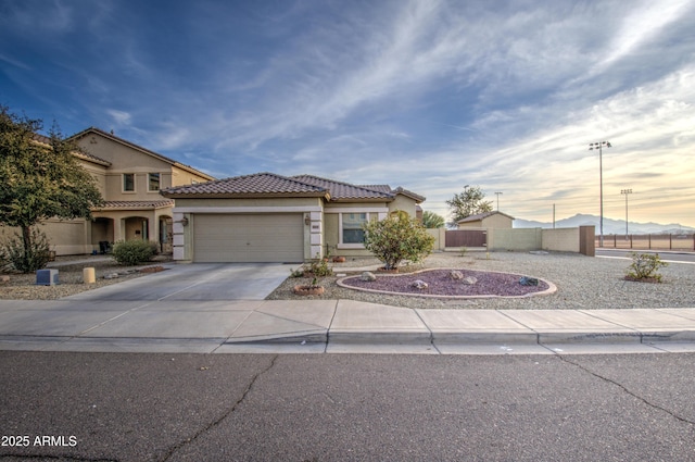 view of front of house with a garage