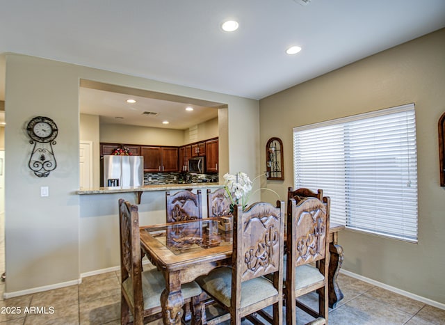 view of tiled dining room