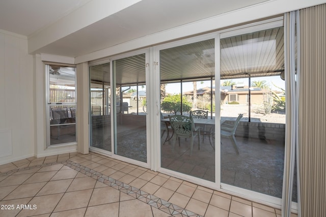 view of unfurnished sunroom