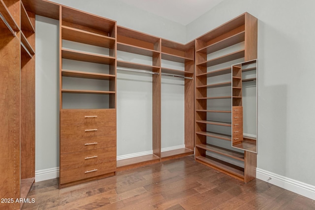 spacious closet with wood finished floors