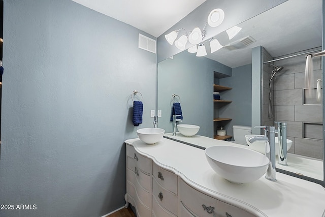 730 Mingus Ave, Prescott, AZ 86301 - full bathroom featuring double vanity, tiled shower, and toilet