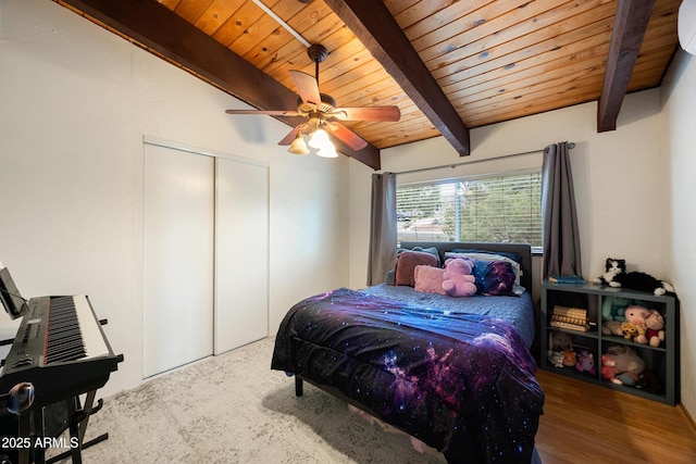 730 Mingus Ave, Prescott, AZ 86301 - bedroom with wood ceiling, a closet, and ceiling fan