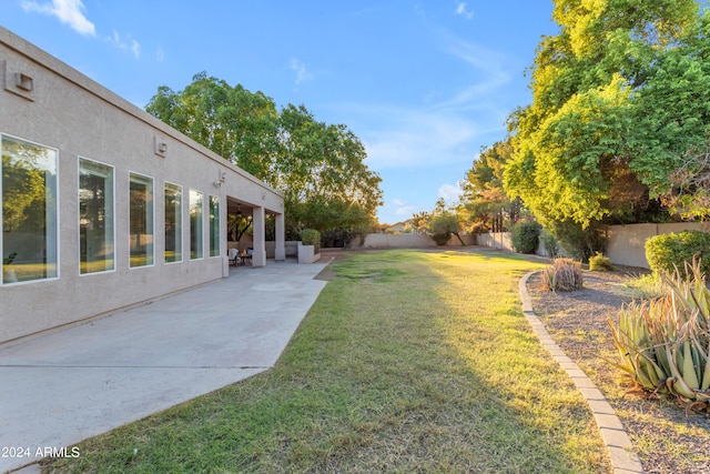 view of yard with a patio area