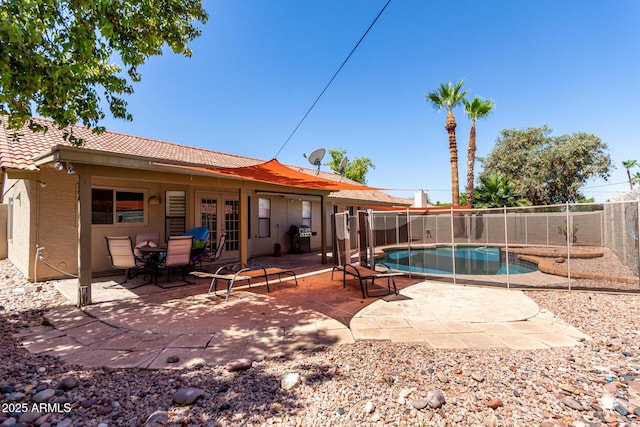 5354 E Ellis St, Mesa, AZ 85205 - view of pool with french doors, a fenced backyard, a patio area, and a grill