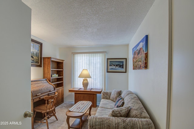 interior space with a textured ceiling