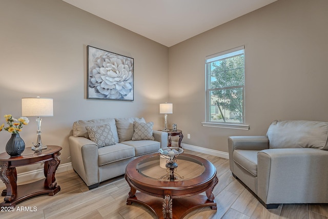 living room with light wood-type flooring