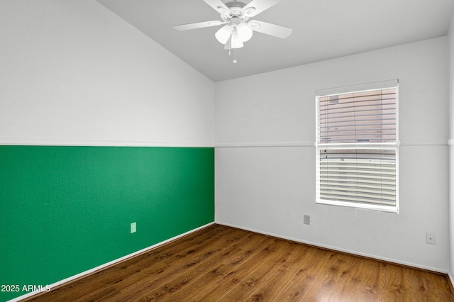 1245 W Cindy St, Chandler, AZ 85224 - unfurnished room with wood finished floors, a ceiling fan, lofted ceiling, and baseboards