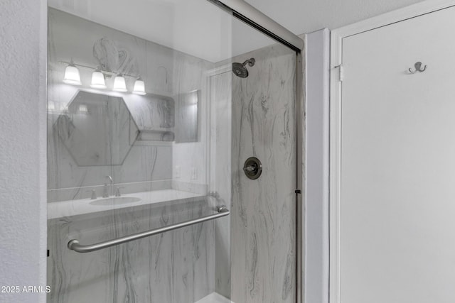 1245 W Cindy St, Chandler, AZ 85224 - bathroom featuring a marble finish shower and a sink