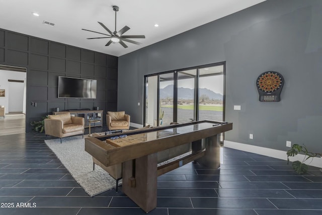 35150 N Bell Rd, Queen Creek, AZ 85144 - game room featuring recessed lighting, visible vents, ceiling fan, and baseboards