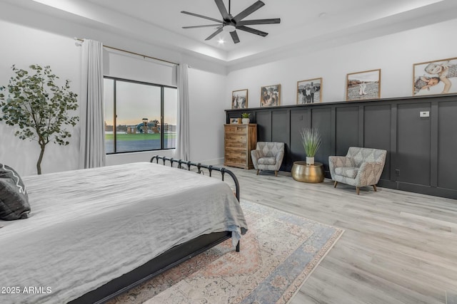 35150 N Bell Rd, Queen Creek, AZ 85144 - bedroom featuring a decorative wall, recessed lighting, a ceiling fan, and wood finished floors