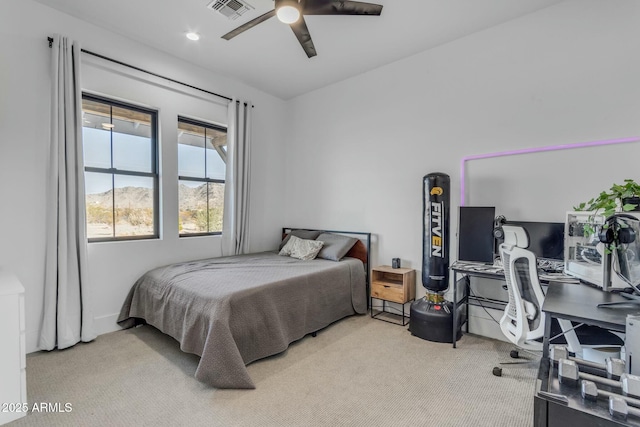 35150 N Bell Rd, Queen Creek, AZ 85144 - bedroom with recessed lighting, visible vents, carpet, and ceiling fan