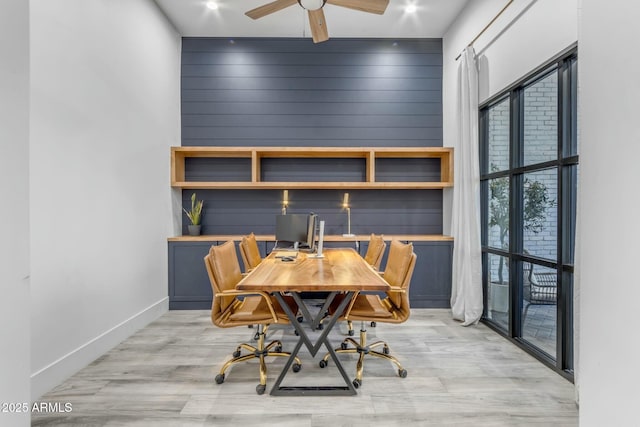 35150 N Bell Rd, Queen Creek, AZ 85144 - dining area featuring light wood-style floors, baseboards, and ceiling fan