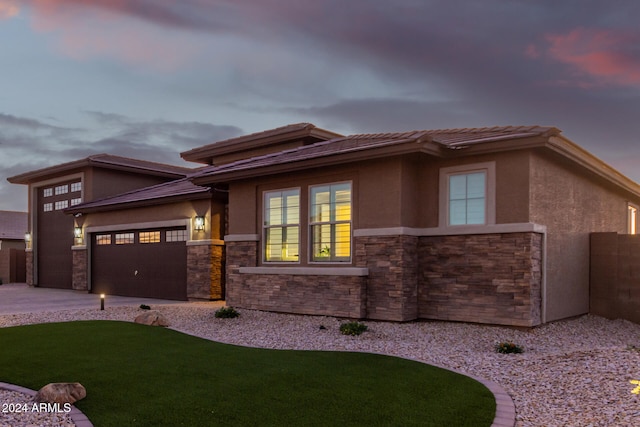 view of front of house with a garage