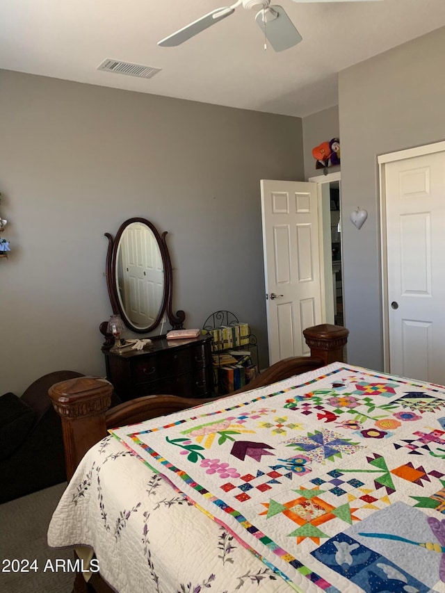 bedroom featuring ceiling fan