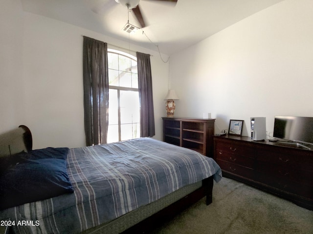 bedroom with carpet and ceiling fan