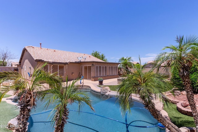 20769 N 106th Ln, Peoria, AZ 85382 - outdoor pool featuring a sunroom and a patio area