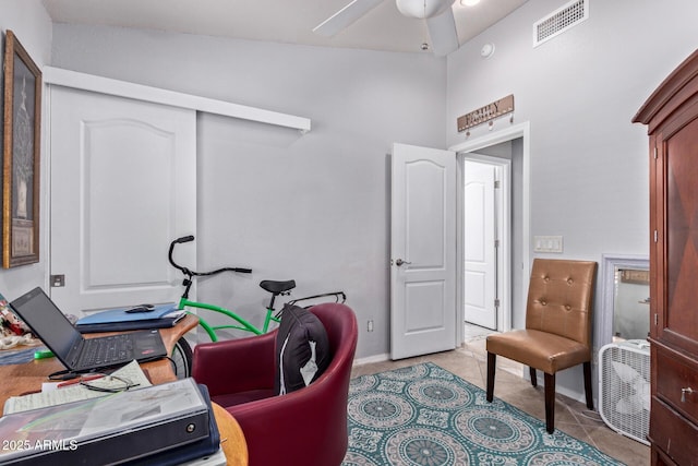 20769 N 106th Ln, Peoria, AZ 85382 - home office with a ceiling fan and light tile patterned floors