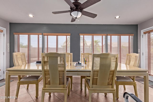 20769 N 106th Ln, Peoria, AZ 85382 - tiled dining area with a ceiling fan and recessed lighting