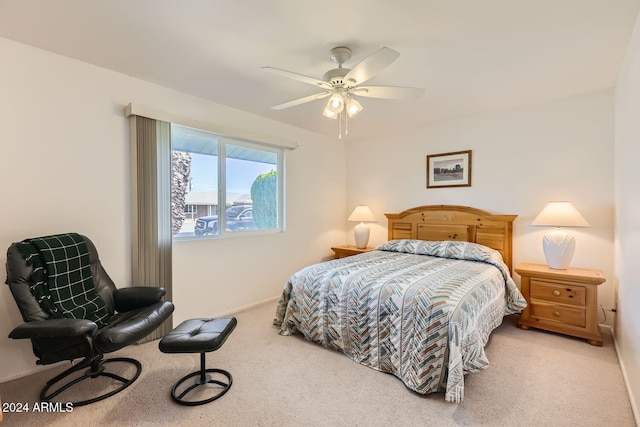 bedroom with carpet floors and ceiling fan