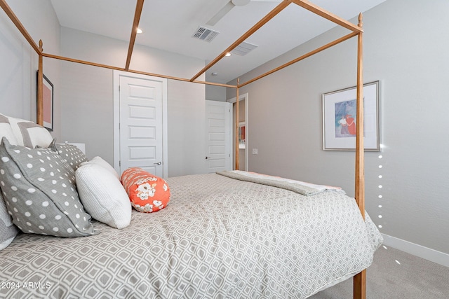 bedroom with a closet and carpet floors