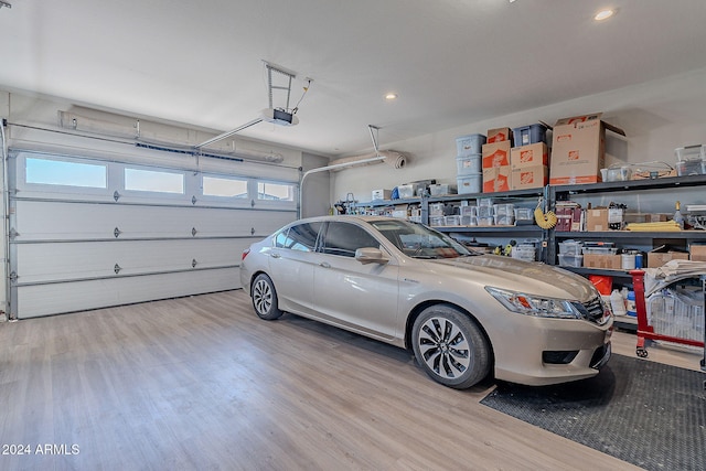 garage with a garage door opener