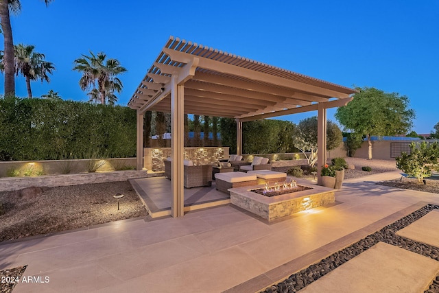 view of patio / terrace with a pergola and an outdoor living space